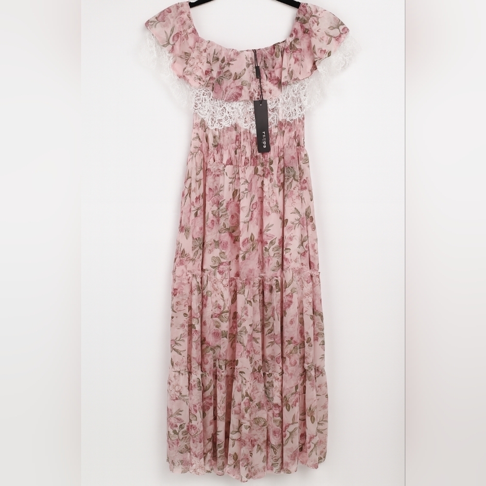 Beulah Floral Boho Long Maxi Dress L NWT